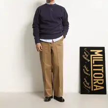 Militora メンズ カジュアルフリースプルオーバー【クルーネック・ラグランスリーブ・無地】