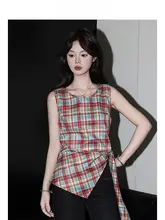 Forever 21 フレンチ レトロ レッド チェック柄 タンクトップ