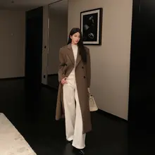 ゆったり厚手ウールコート レディース 冬 長めウールコート 高級感