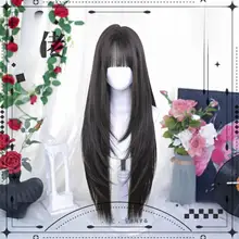 全頭型ウィッグ 長いストレートヘア【二次元・日常用・ロリータスタイル】