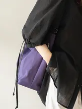 大容量キャンバスバケットバッグ【調整可能なショルダーストラップ・パープル】