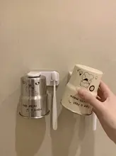 かわいい猫デザインのステンレス製洗面カップ【壁掛け式・防カビ】