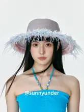 春夏用おしゃれなフリンジ付き平頂草帽【UVカット・リゾート・撮影用】