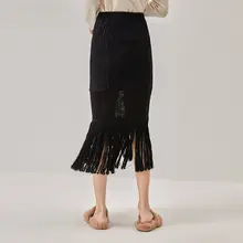 エレガントなデザインの中長レースニットスカート【冬用・女性用】