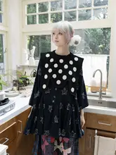 黒地白ドットの可愛いデザイン！キッズ用スカーフ風ショール（セットアップ対応）