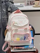 大柄の猫デザイン ドット柄リュックサック【女子学生向け・個性的なスタイル】