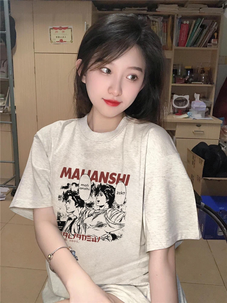 アメリカンビンテージスタイルのキャラクターTシャツ：アニメコミックにインスパイアされたデザインの通勤風アイテム