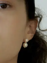 N/Lパールピアス【フレンチスタイル・ラウンドパール・シンプルデザイン】