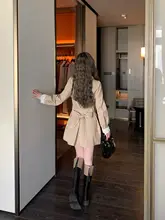 パリ風レトロコート【レディース・秋用・中長丈・上品デザイン】