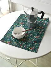 フラワープリント コットン製 テーブルマット【家庭用・西洋スタイル・装飾用】