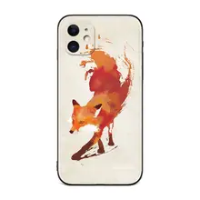 可愛い水墨画の狐デザインのiPhoneケース【シンプル・スタイリッシュ】（セットアップ対応）