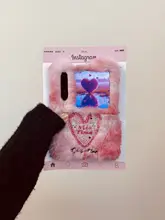 秋冬用 フワフワ素材 ピンクハートデザイン 折りたたみスマートフォンケース【個性的なカートンデザイン】