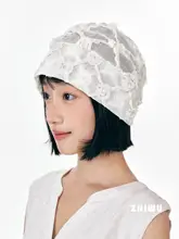 春夏用 フラワーレース付きパーカーキャップ【女性用・デザイン性・スイートスタイル】（セットアップ対応）