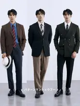 イタリアンスタイル 中腰ビジネスカジュアルパンツ【カーキ・ストレート・折り返しデザイン】