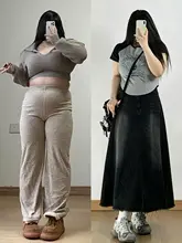 黒のビンテージデザイン！Aラインデニムスカート【大きいサイズ・女性用・アメリカンストリートスタイル】