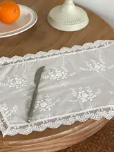 南フランス風 白色刺繍のテーブルマット【ヴィンテージスタイル・カフェ用装飾】