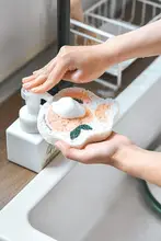 かわいいフルーツデザインの木質パルプコットンスポンジ【キッチン用・鍋磨き・食器洗い・クリーニングクロス】