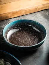 黒のシンプルな陶器製浅鉢【家用・サラダやフルーツ用】