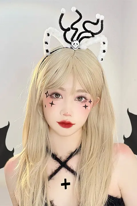 白色猫耳ヘッドバンド【ハロウィン・可愛い・個性的な撮影小道具】