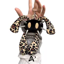 オリジナルデザイン 四耳ウサギレオパード柄ぬいぐるみキーホルダー