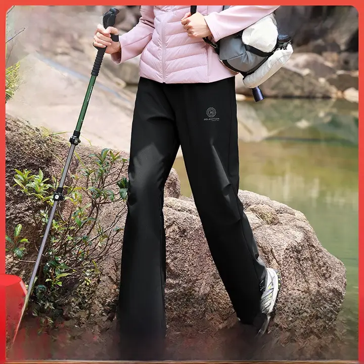 軽快なアウトドアスタイルのアメリカンヴィンテージ風ハイウエストパンツ【ウエスト調整可能・加圧プリーツ・裏地付き・女性用】