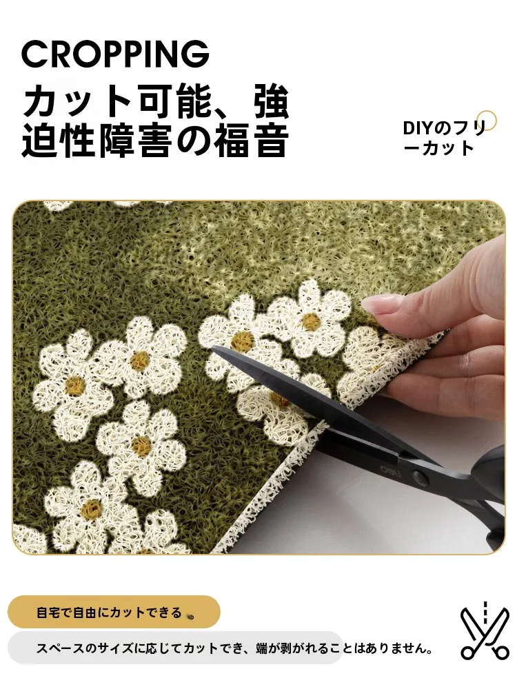 緑色のアンティーク風玄関マット：防滑・耐汚れ・カット可能な実用性を徹底解説