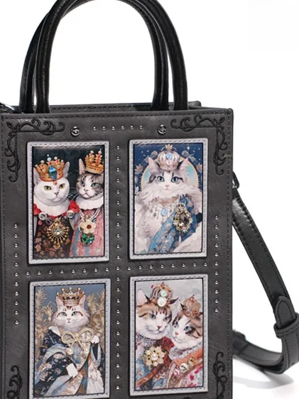 ファッショナブルな猫デザインのトートバッグ：軽やかでスタイリッシュな通勤用手提げ・ショルダーバッグ