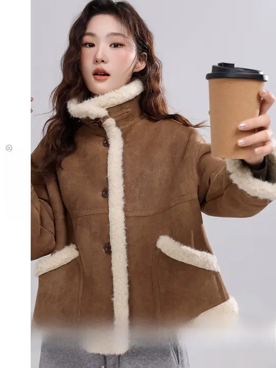 レトロデザインのコーヒーカラー保温コート【アウター・ゆったりシルエット】