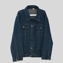 レトロデザインのデニムジャケット【秋用・ゆったりサイズ・長袖】