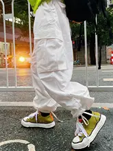 ホワイト ワークパンツ メンズ パンツ ジョガータイプ ゆったり 大きなポケット