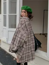 大きいサイズのチェック柄シャツ【ゆったりとしたデザイン・レトロスタイル・長袖・薄手】（セットアップ対応）