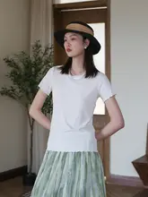 夏用 白色Tシャツ【レディース・丸首・通勤・カジュアル・ショートスリーブ】