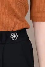 デニムパンツ用ウエスト調整クリップ【フィット感向上・花柄デザイン・縫製不要】