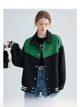 バイカラーのショートジャケット【アメリカンスポーツスタイル・春用】