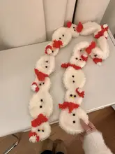 クリスマスツリー柄のアップル毛糸スカーフ【手編み・可愛いギフト】