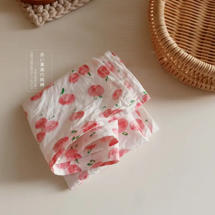 薄型コットン製 テーブルマット【かわいいデザイン・一人用朝食・撮影背景布】