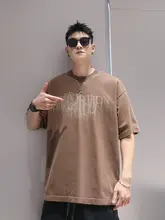 美しいプリントのラウンドネック半袖Tシャツ【メンズ・ルーズフィット・カジュアルデザイン】