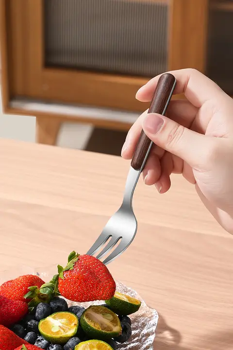 高級感ある不锈鋼製フルーツフォーク【ケーキ・デザート用・レトロ収納缶付き】（セットアップ対応）