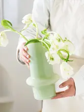フラワーベース ガラス グリーン おしゃれ 上品 インスタ映え 水栽培 リビング テーブル インテリア 切り花 ローズ