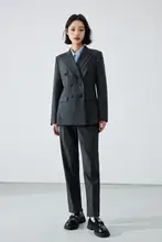 グレーの女性用スーツジャケット【秋冬用・ビジネス・小柄サイズ・面接対応】（セットアップ対応）