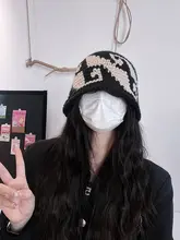おしゃれなニット帽【韓国風・ブロックカラー・女性用・秋冬用】