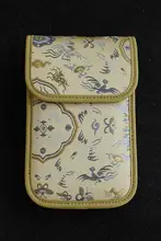 伝統的な刺繍デザインの真 silk携帯電話ポーチ【夏用・ハンドバッグ・ショルダーストラップ付き】
