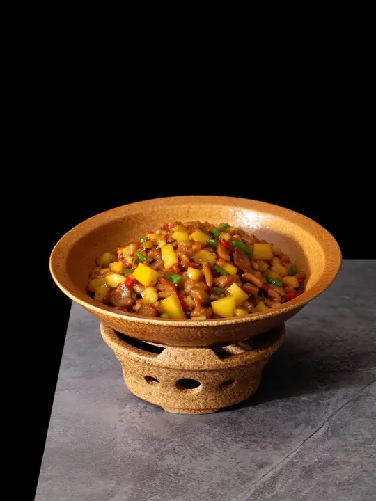 中華風陶器プレート【保温用底座・キャンドル対応・フライ料理用】