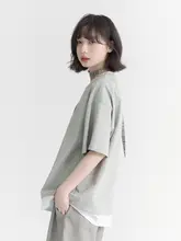 万有引力博物館風 二重構造デザインの半袖Tシャツ【ゆったりサイズ・綿素材・夏用】（セットアップ対応）
