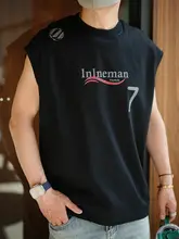 アメリカンスタイルのプリント丸首タンクトップ【メンズ・夏用・極上の柔らかさ・ゆったりシルエット】