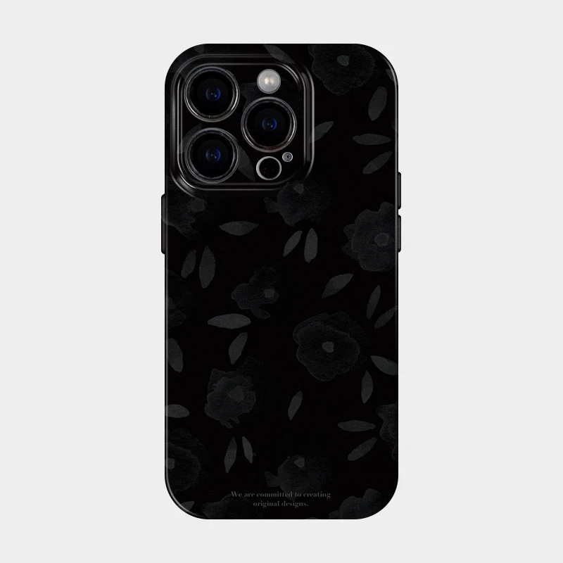 暗夜花柄 iPhone ケース：シンプルデザインで華やかさと保護を両立