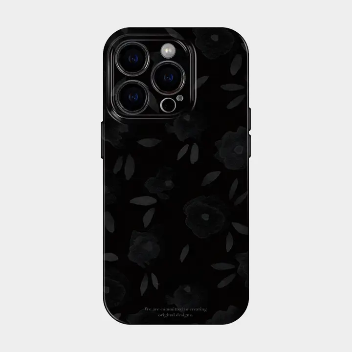 暗夜花柄 iPhone用スマホケース【シンプルデザイン・華やか・独特】