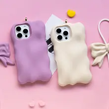 スマホケース iPhone16 Pro Max対応 シリコン 蓄光 エコ素材 マカロンカラー 立体 蝶結び パープル 個性派 上品 「CLICHE」
