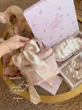 ケーキクマ柄のシルクアイマスクギフトボックス【フラワーレース・ツイリースカーフ付き】