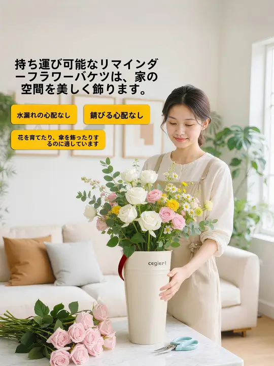 フラワーバケット 北欧風 深水 花醒まし 家庭用 花束用 生け花「JOJO'S L. PD.Cegier.」